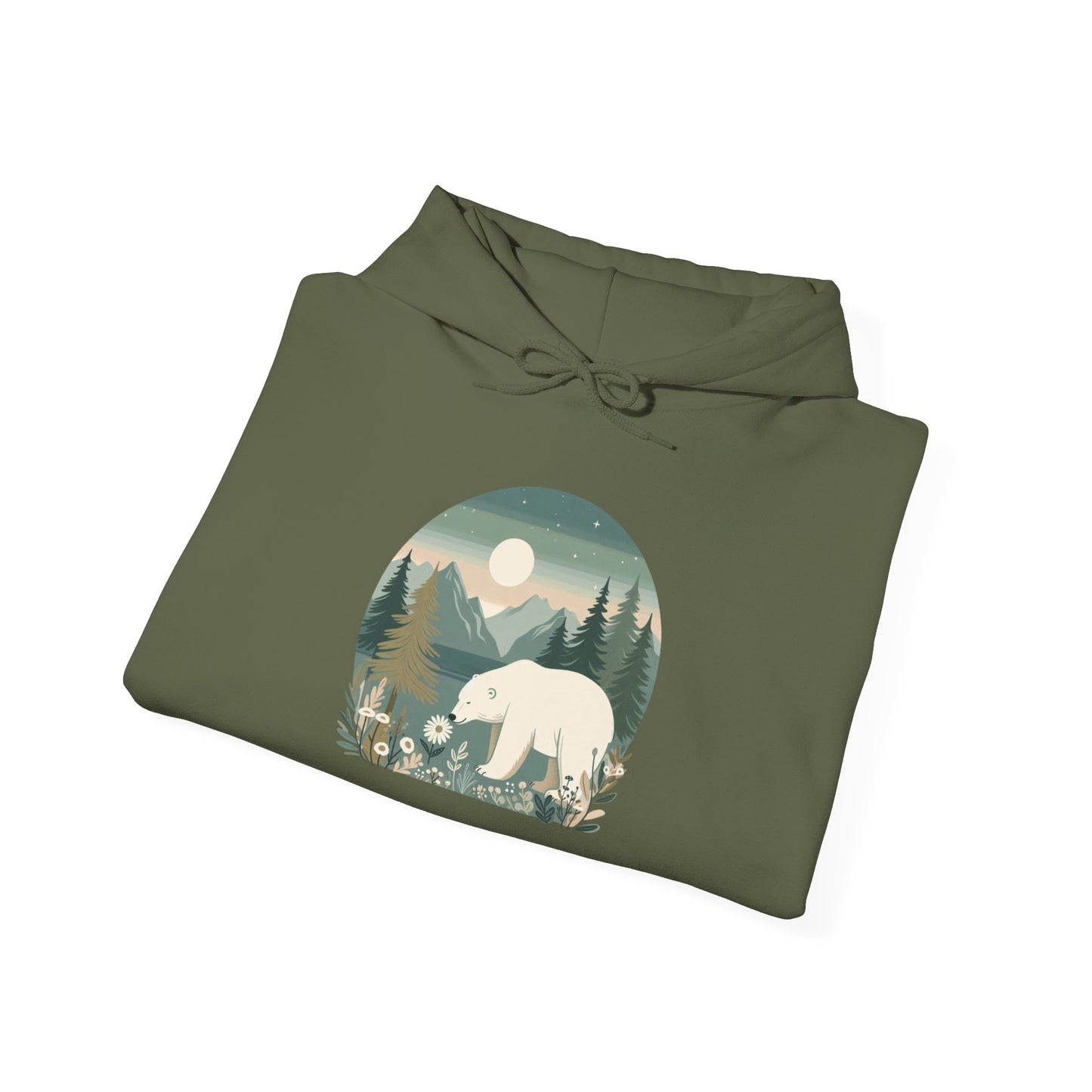 Moonlight Polar Bear Hoodie | Peaceful Nature-Inspired Sweatshirt