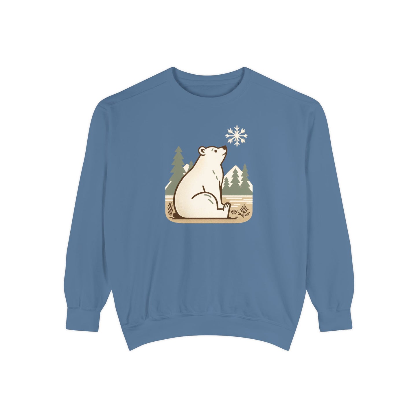 Polar Bear Snowflake Comfort Colors Sweatshirt