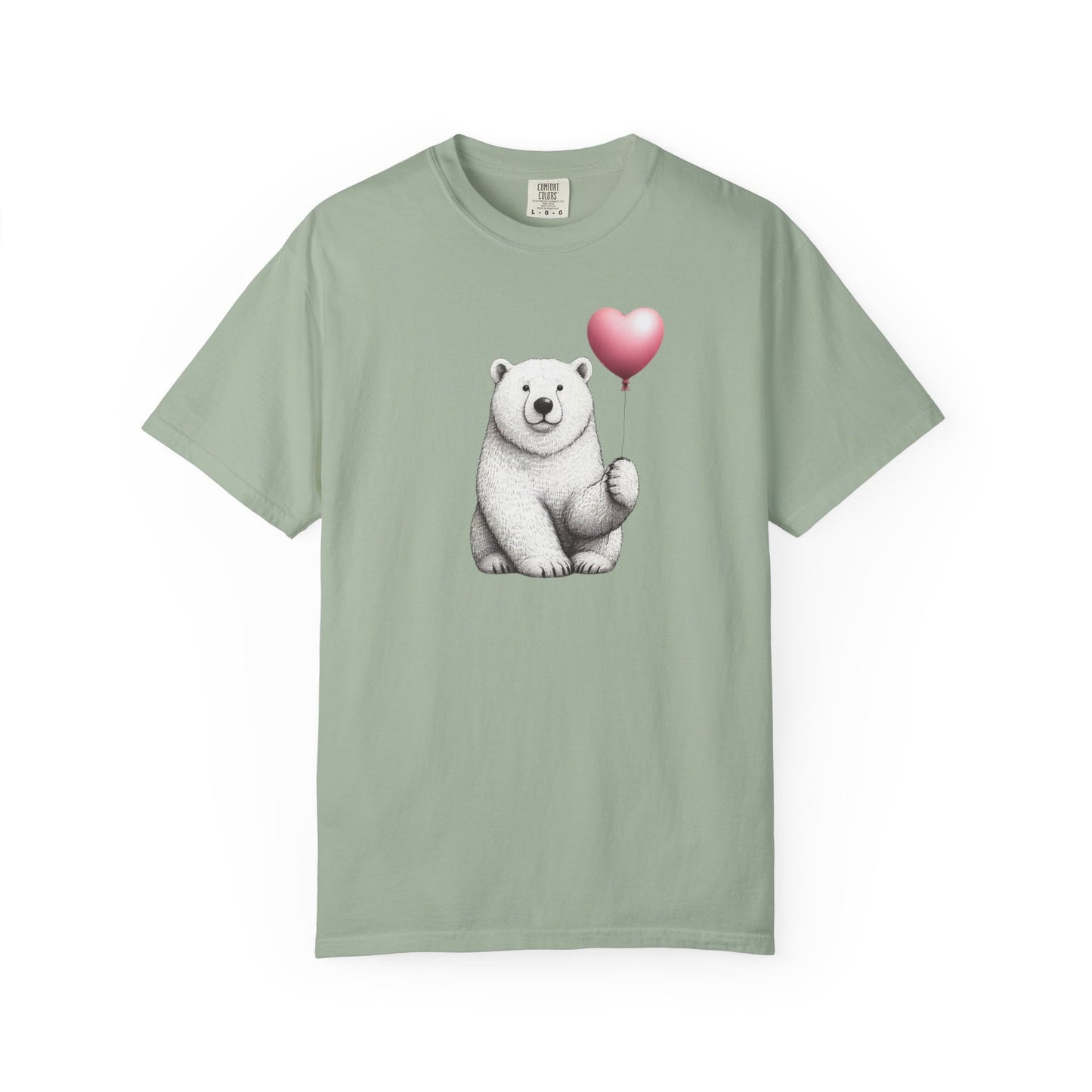 Sketch Polar Bear Heart Balloon Comfort Colors Tee