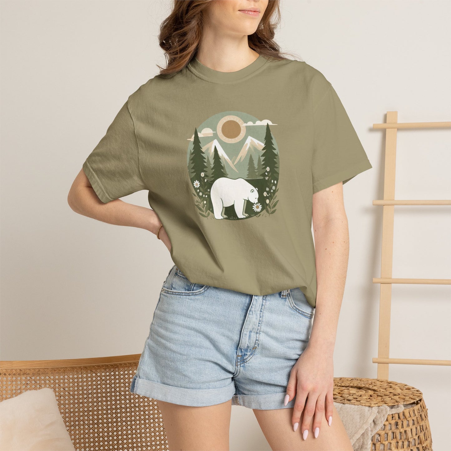 Polar Bear Evergreen Comfort Colors Tee