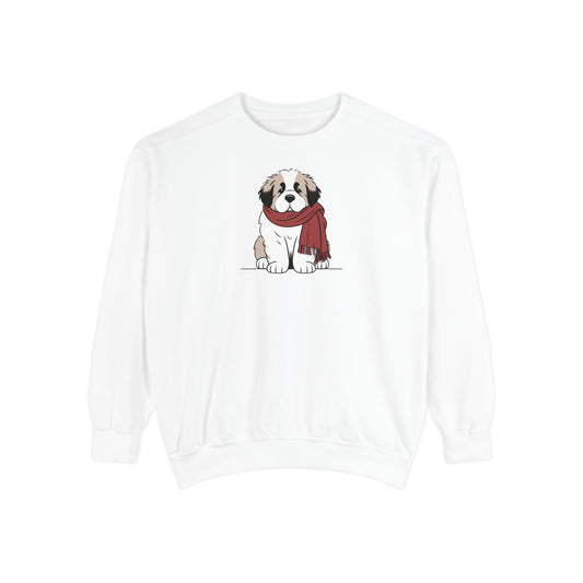 Saint Bernard Scarf Puppy Premium Sweatshirt | Cozy Den Edition
