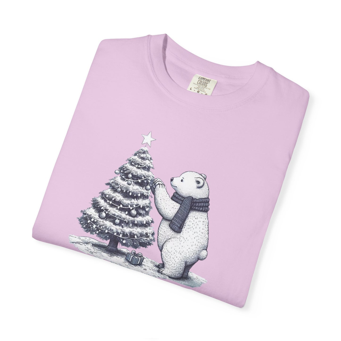 Vintage Polar Bear Christmas Tree Comfort Colors Tee